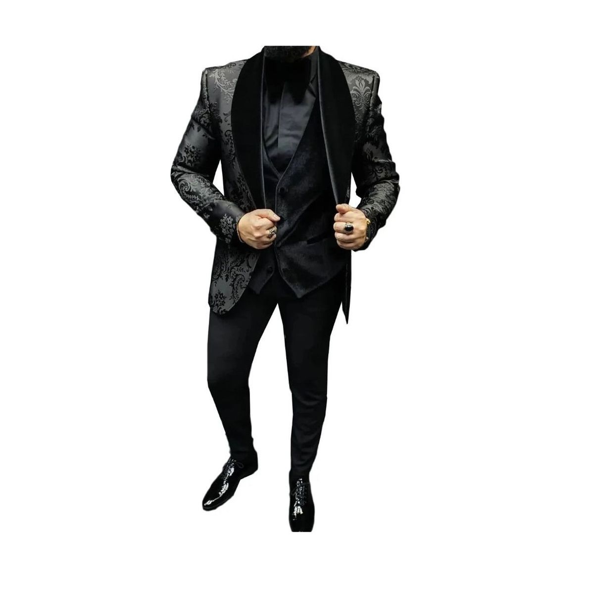 XPRESS RECHARGE - Traje de Hombre con Diseño Floral  2 piezas– Esmoquin Moderno y Elegante para Bodas