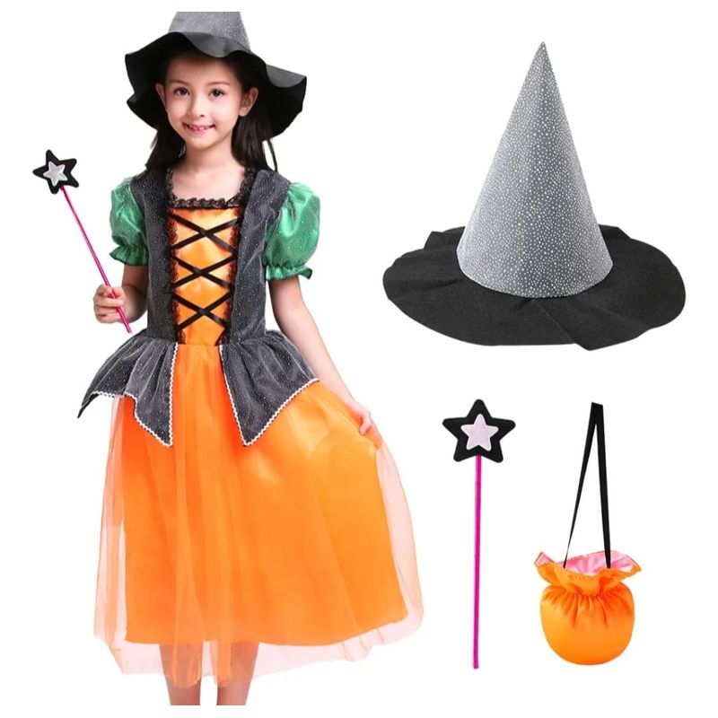 GENERICO - Disfraz Bruja para niñas disfraz Halloween talla 7-8 años