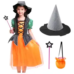 GENERICO - Disfraz Bruja para niñas disfraz Halloween talla 7-8 años