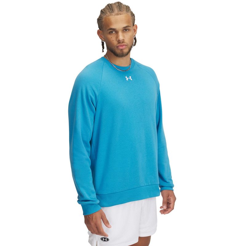 UNDER ARMOUR - Polerón UA Rival Fleece Crew Hombre Azul UNDER ARMOUR