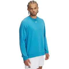 UNDER ARMOUR - Polerón UA Rival Fleece Crew Hombre Azul UNDER ARMOUR.-
