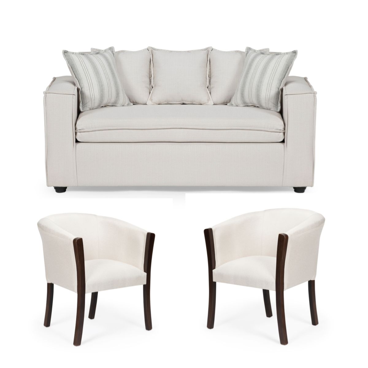 SITIAL HOME - Living 311 Arthur sofa 3 cuerpos resortes + dos sitiales madera