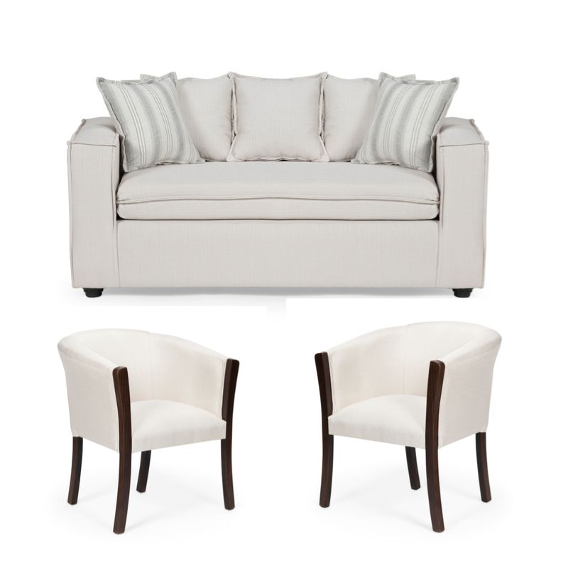 SITIAL HOME - Living 311 Arthur sofa 3 cuerpos resortes + dos sitiales madera