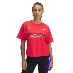 UNDER ARMOUR - Polera Manga Corta Ua Project Rock Boxy Crop Rojo Para