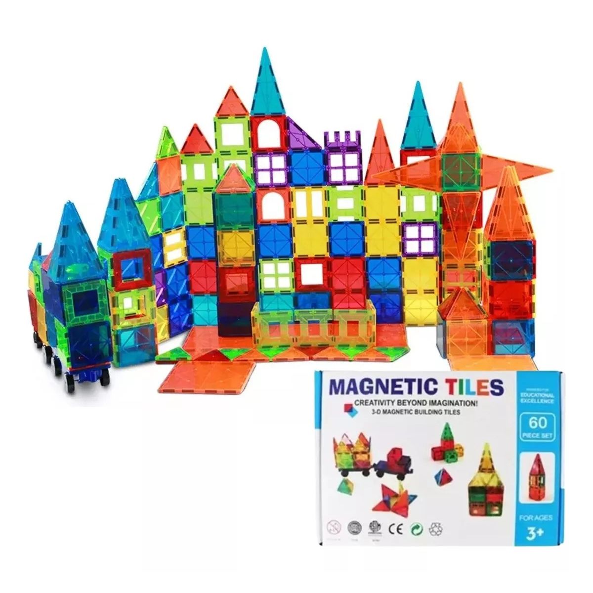 MUNDO MAGIA - Juego De Bloques De Construcción Magnéticos 3d 60 Piezas