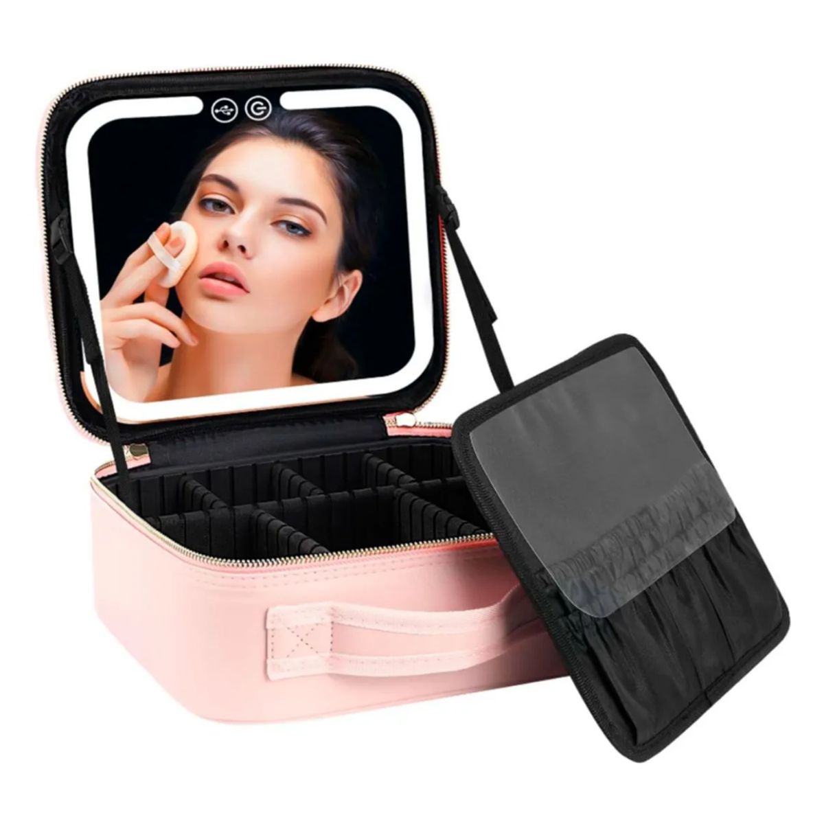 GENERICO - Bolso Cosmetiquero Estuche Organizador De Viaje Espejo Led