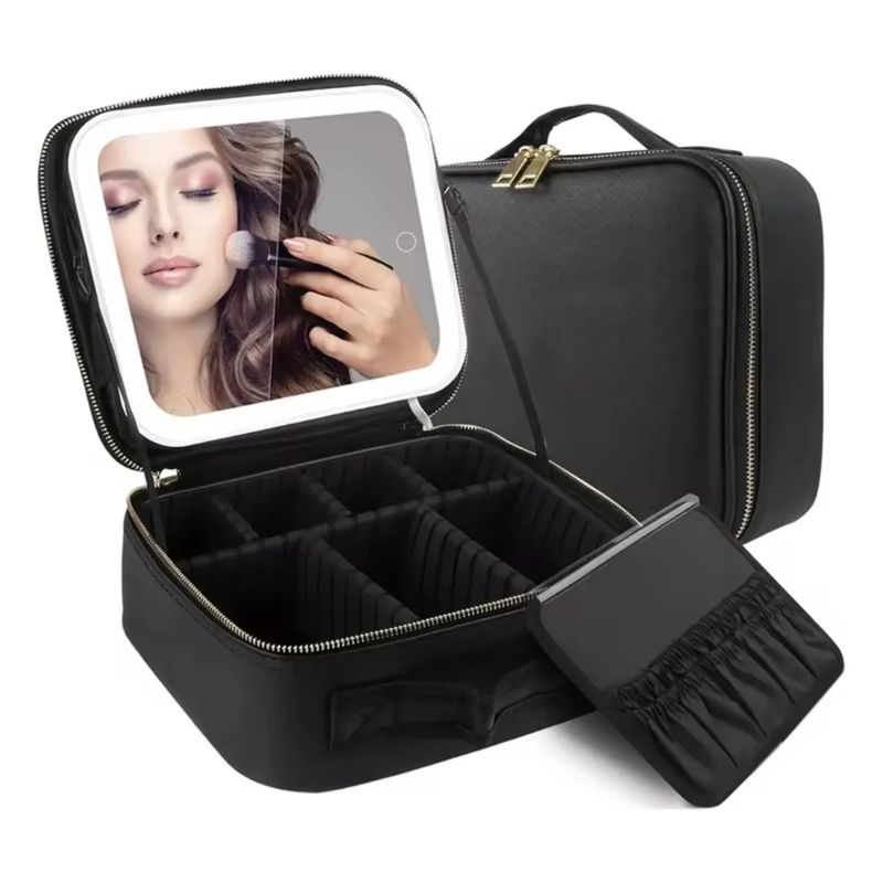 GENERICO - Bolso Cosmetiquero Estuche Organizador De Viaje Espejo Led