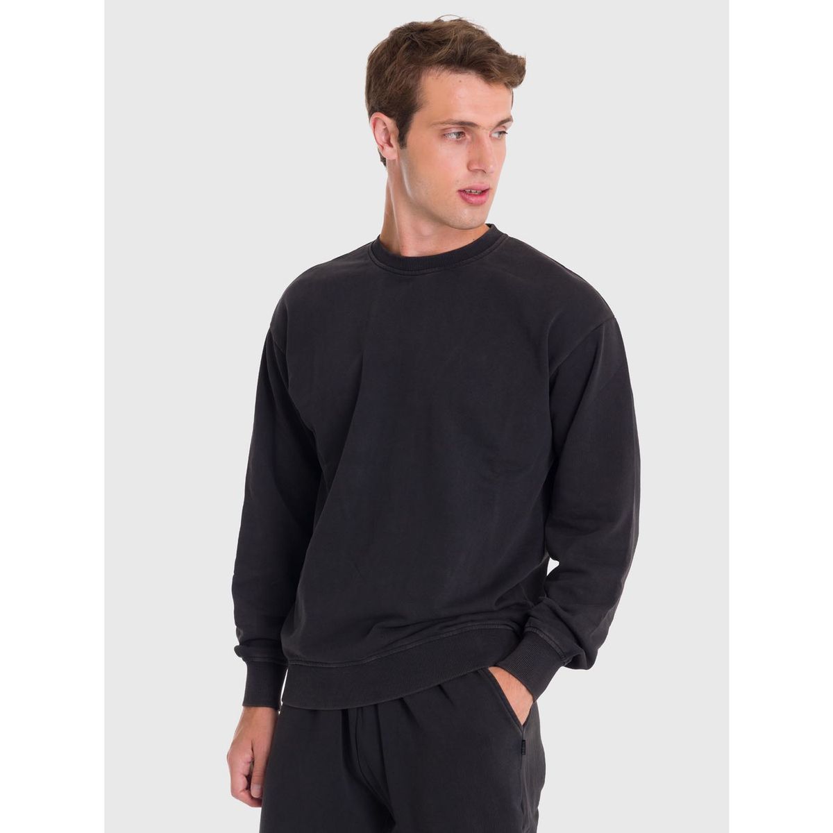 BSOUL - Polerón Hombre Terry Crew Negro BSOUL