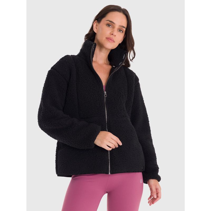 BSOUL - Polar Mujer Full Zip Sherpa Negro BSOUL
