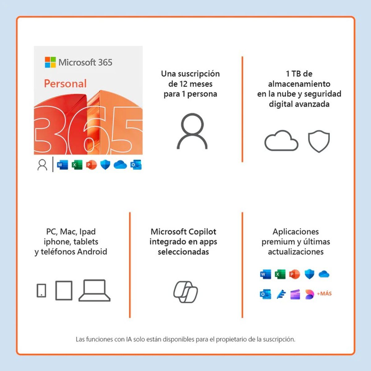 MICROSOFT - Licencia Microsoft 365 Personal 1 Año (Office Nueva Versión con Copilot)
