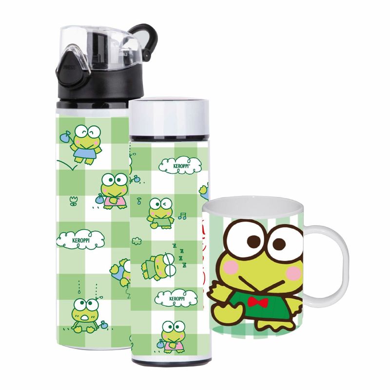 GENERICO - SET  KEROPPI RANITA TERMO 450 ML, BOTELLA 750 ML Y TAZÓN  300 ML
