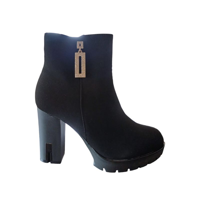 HERIEL - Bota Negra Taco Gamuza Mujer