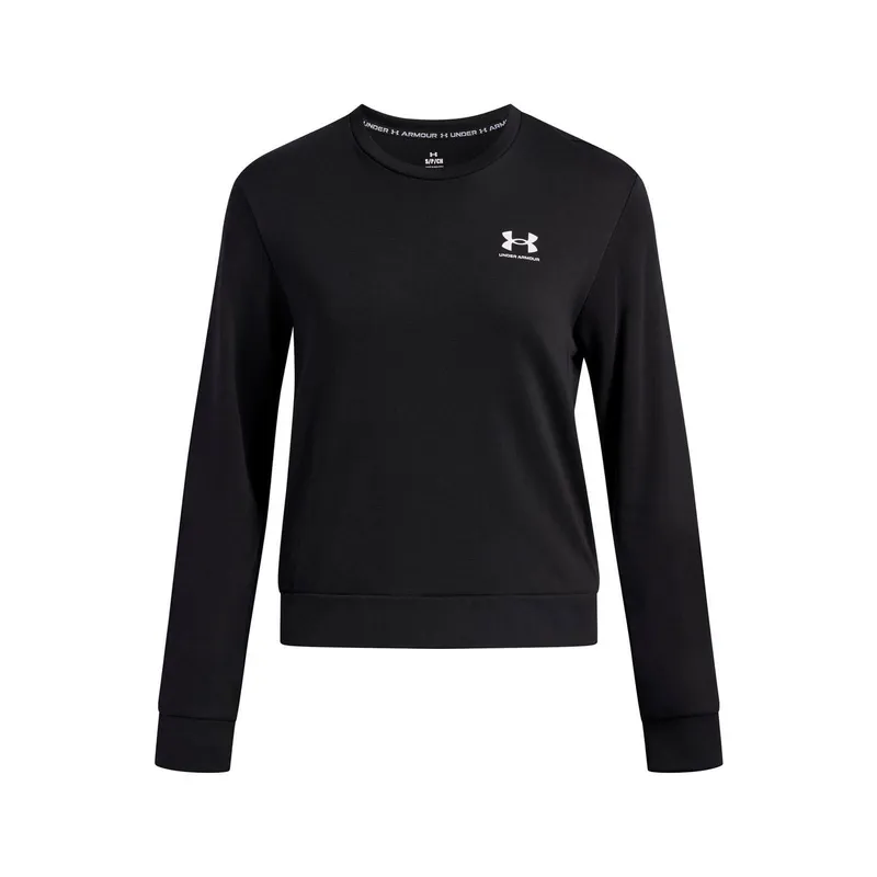 UNDER ARMOUR - Poleron Lifestyle para mujer Rival Terry Crew negro UNDER ARMOUR