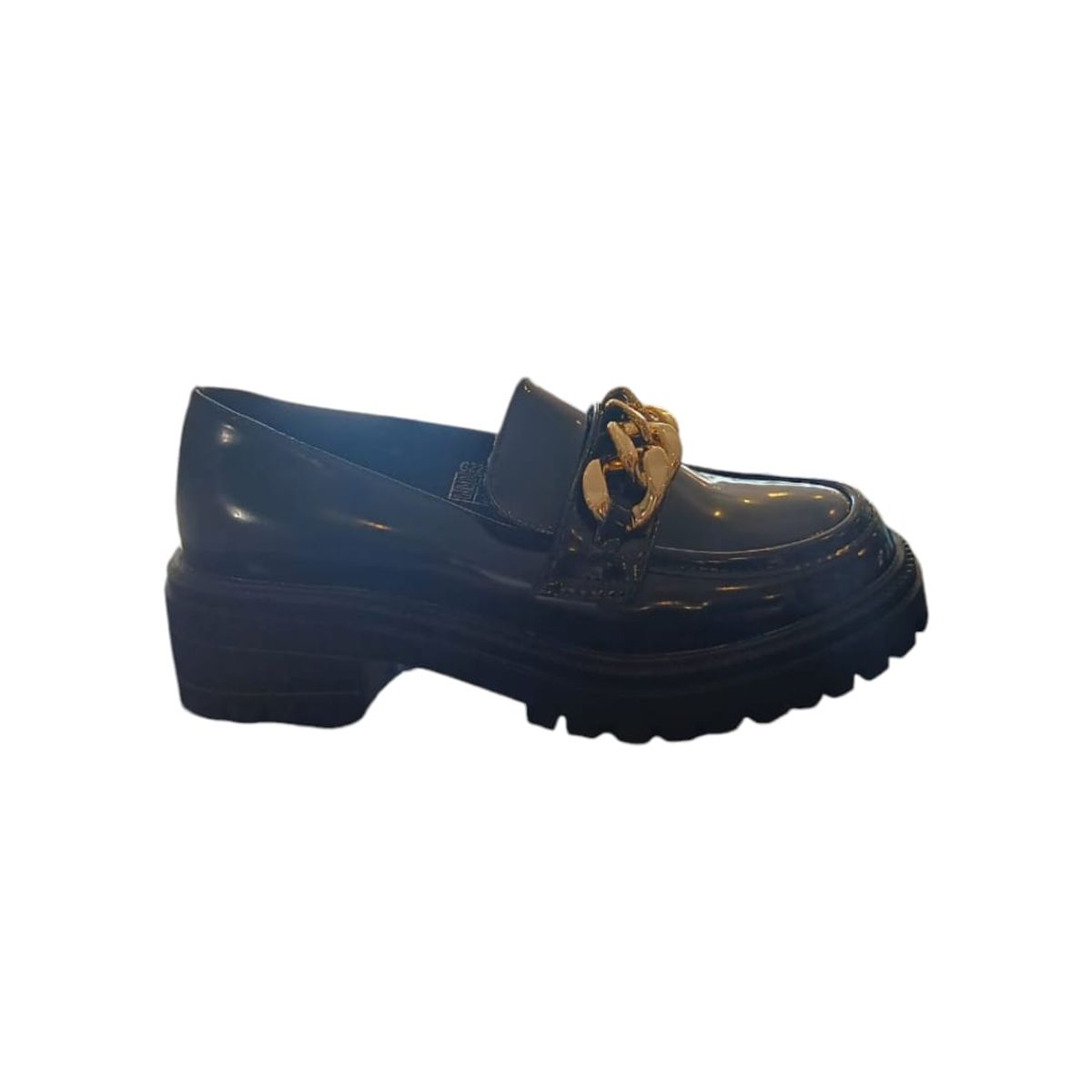 HERIEL - Mocasín Negro Plataforma Charol Mujer