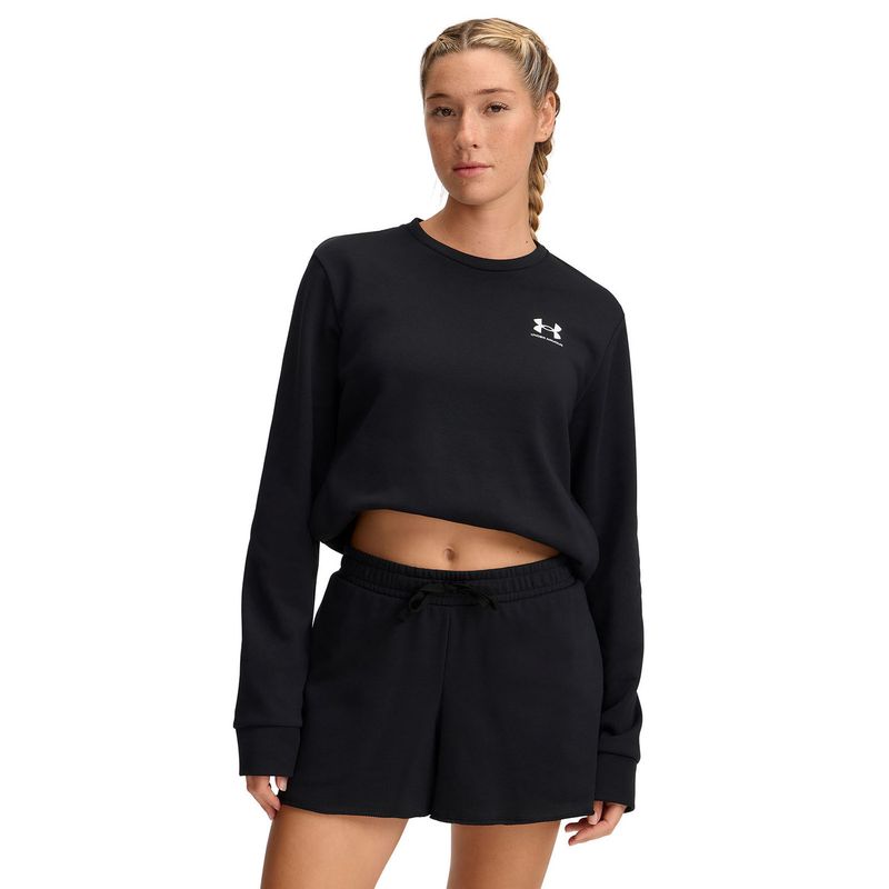 UNDER ARMOUR - Polerón Ua Rival Terry Crew Negro Para Mujer UNDER ARMOUR