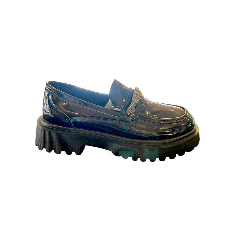 HERIEL - Mocasín Negro Plataforma Charol Mujer.