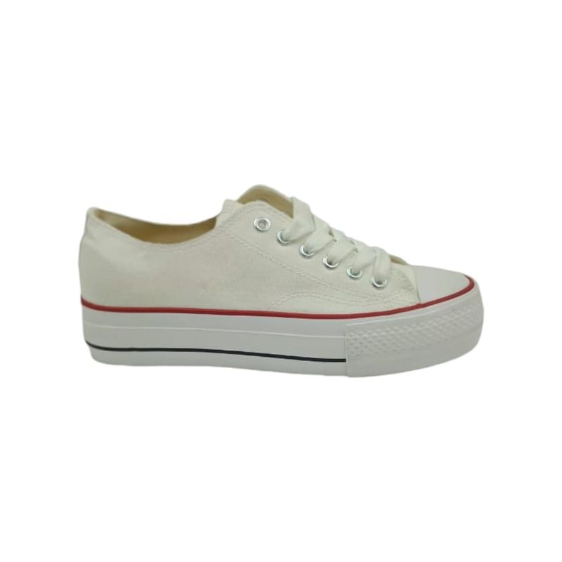 HERIEL - Zapatilla Blanca Textil Mujer.