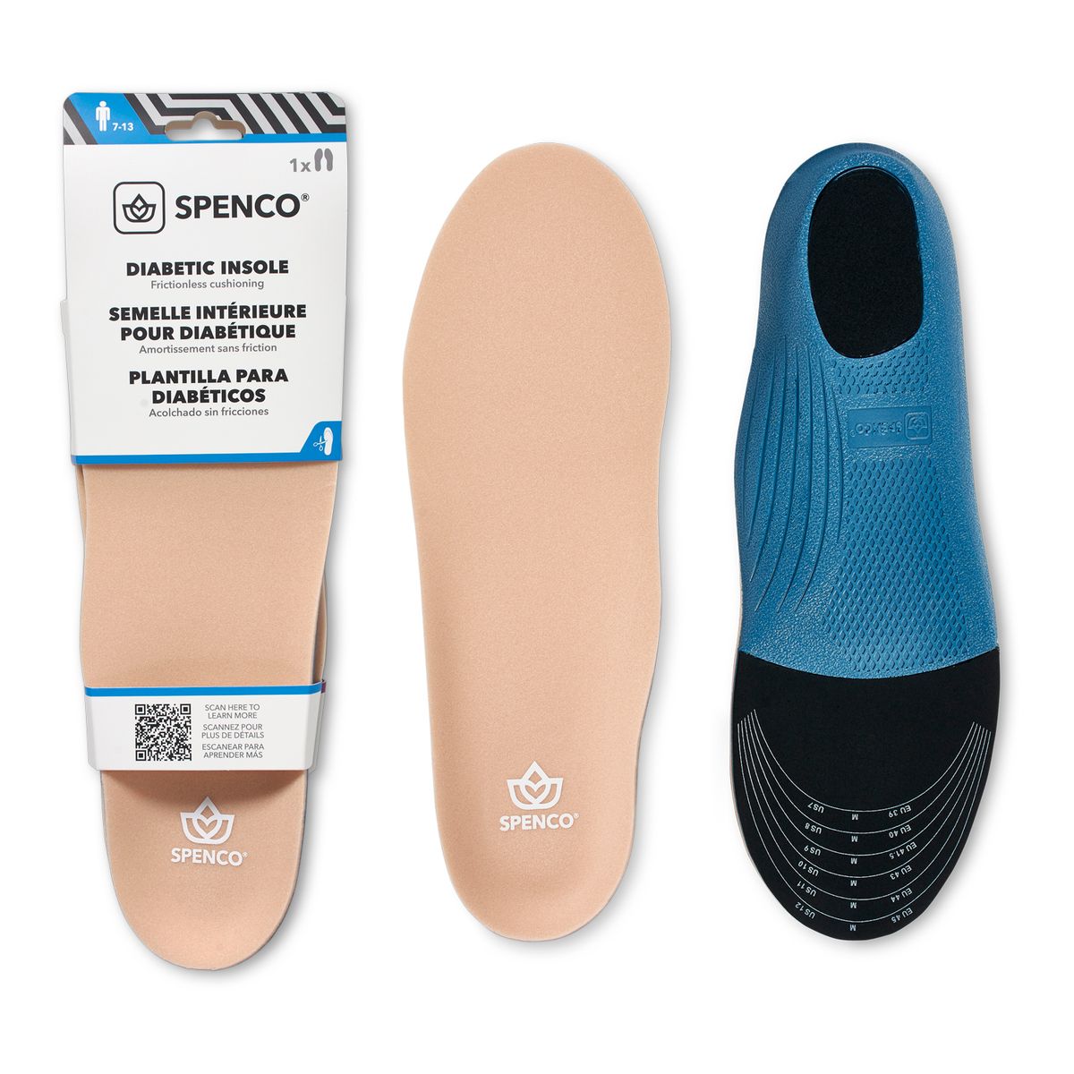 SPENCO - PLANTILLA DIABETICOS HOMBRE TALLA 40-46 RECORTABLE SPENCO