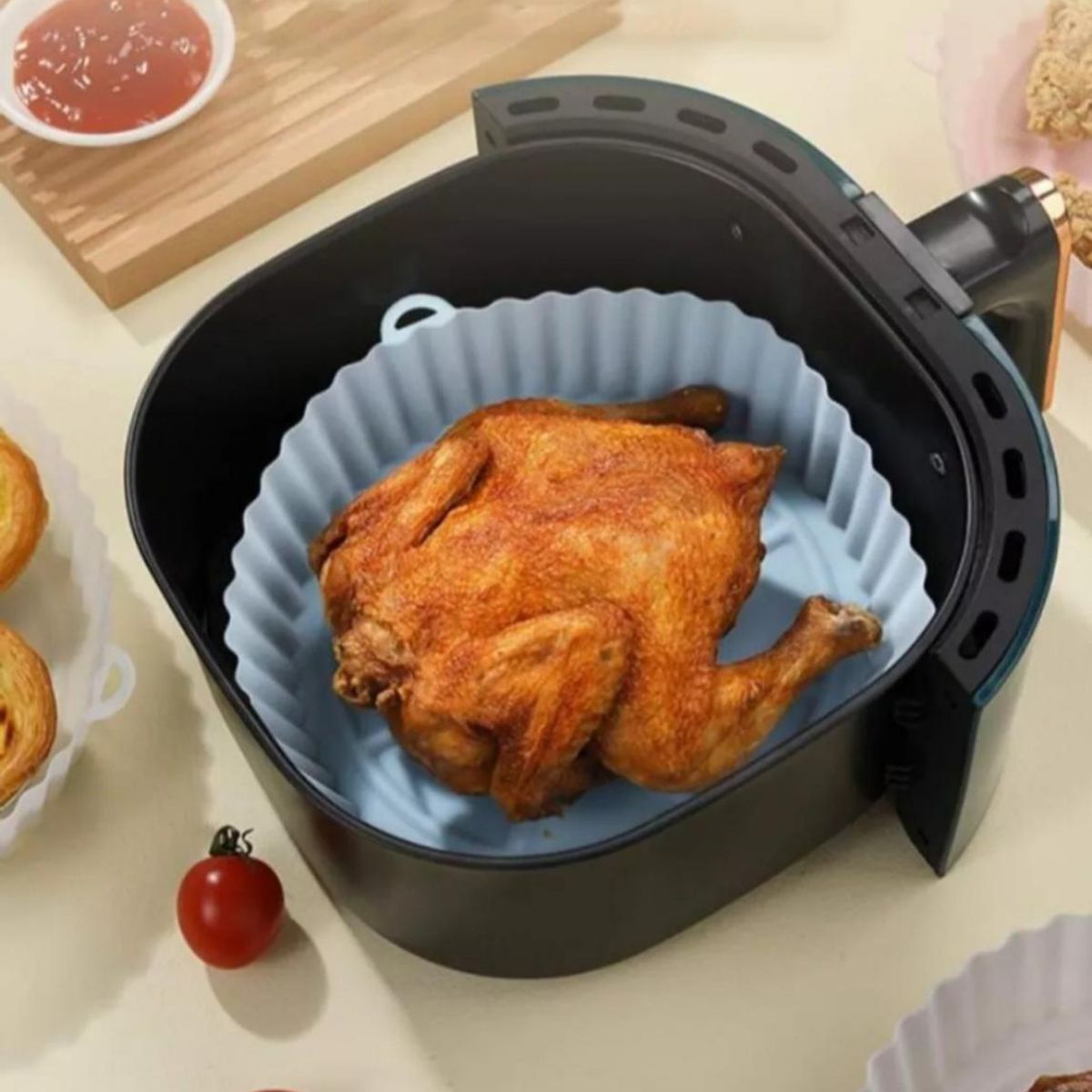 GENERICO - Set X2 Bandeja Silicona Freidora Aire Redonda Airfyer