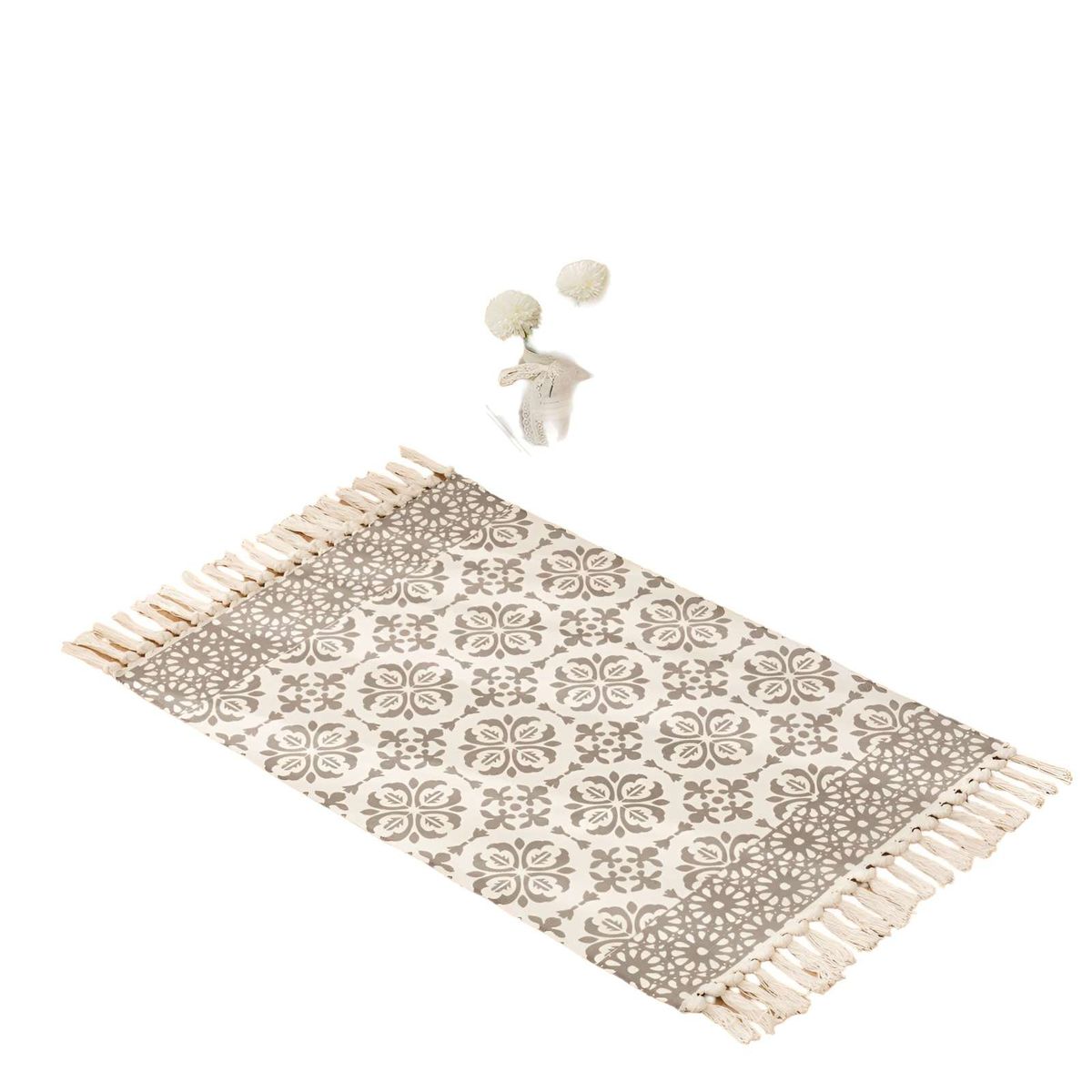 GENERICO - Juego de 2 Alfombras de Lino 60x90 cm para Bajada de Cama  V4