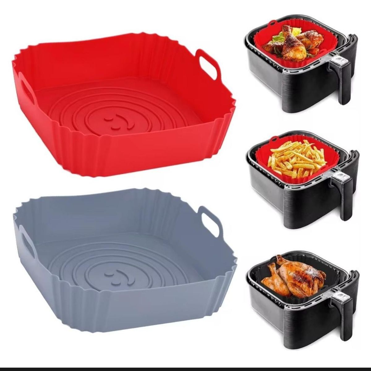 GENERICO - Molde Cuadrado Bandeja De Silicona Freidora Airfyer