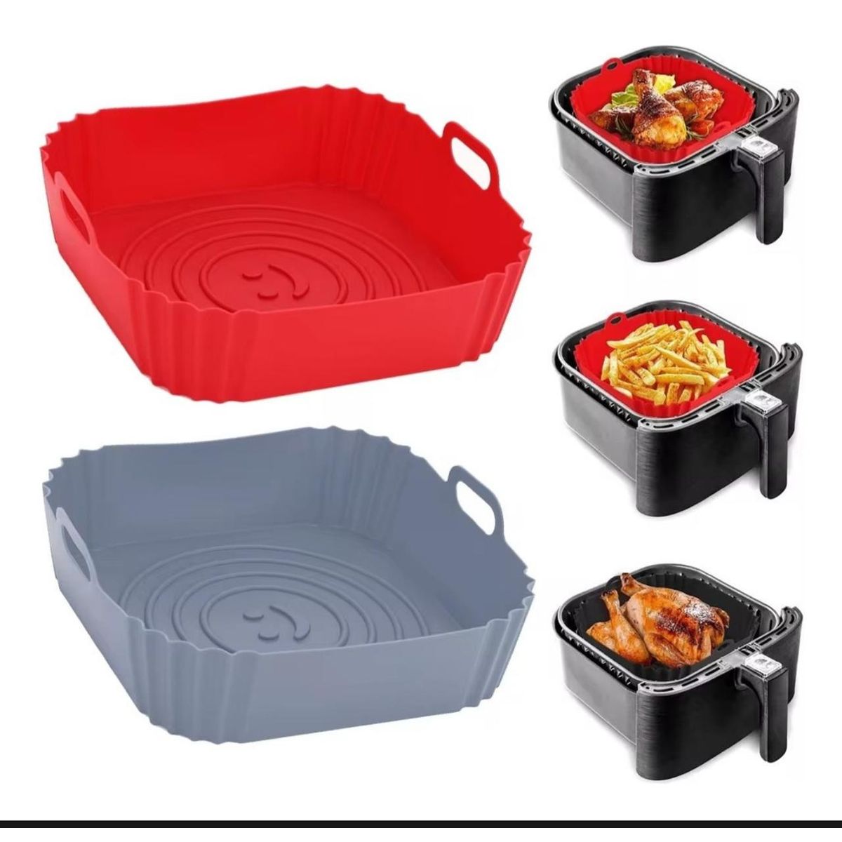 GENERICO - Molde Cuadrado Bandeja De Silicona Freidora Airfyer