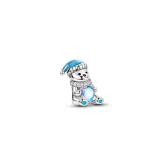SILVER HEART - Charm Oso Polar con Gorro y Corazón en Plata Fina 925