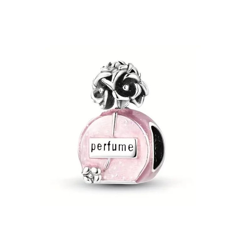 SILVER HEART - Charm Botella de Perfume Camelias en Plata Fina 925 SILVER HEART