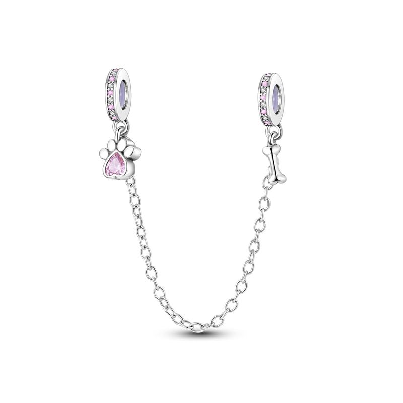 SILVER HEART - Charm Cadena de Seguridad Hueso Huella en Plata Fina 925 SILVER HEART