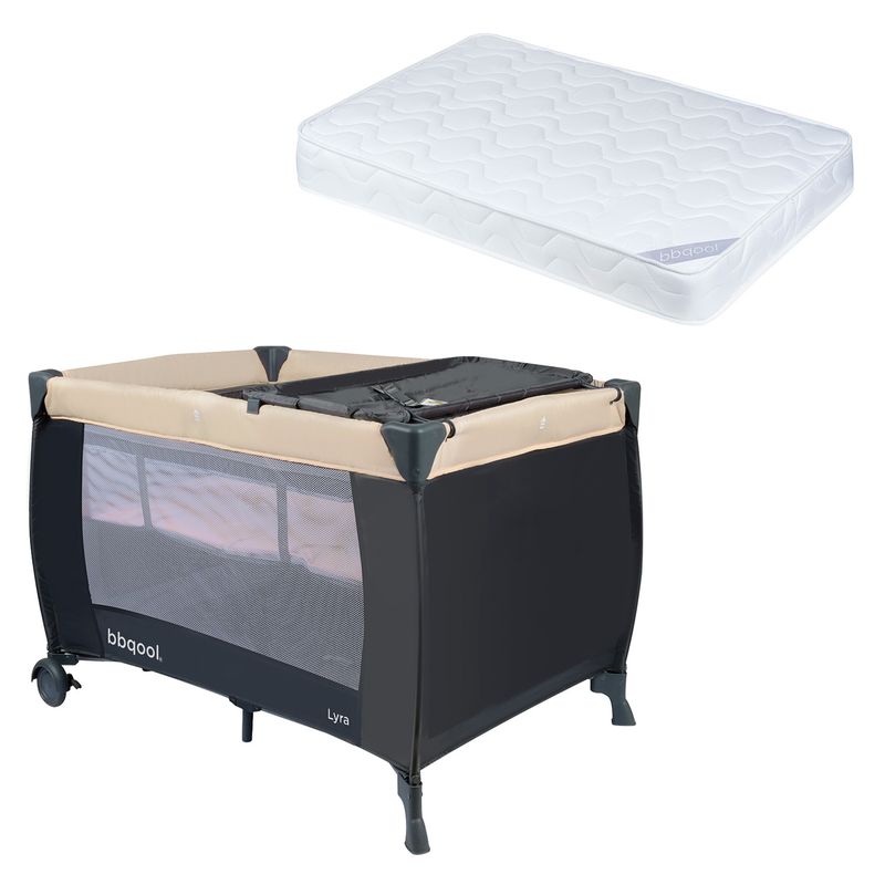 BBQOOL - Cuna Playard Lyra Beige + Colchón de Espuma