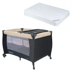 BBQOOL - Cuna Playard Lyra Beige + Colchón de Espuma