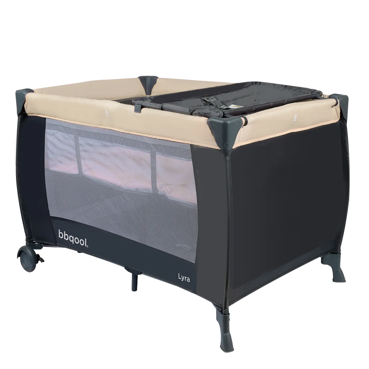 BBQOOL - Cuna Playard Lyra Beige + Colchón de Espuma