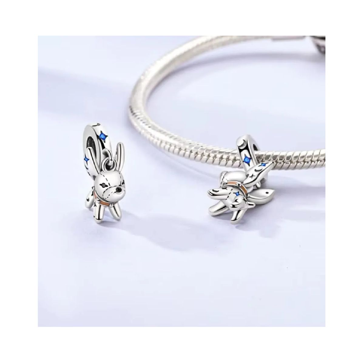 SILVER HEART - Charm Dije Perro Chihuahua Lunas y Estrellas (Perrito) en Plata Fina 925 SILVER HEART