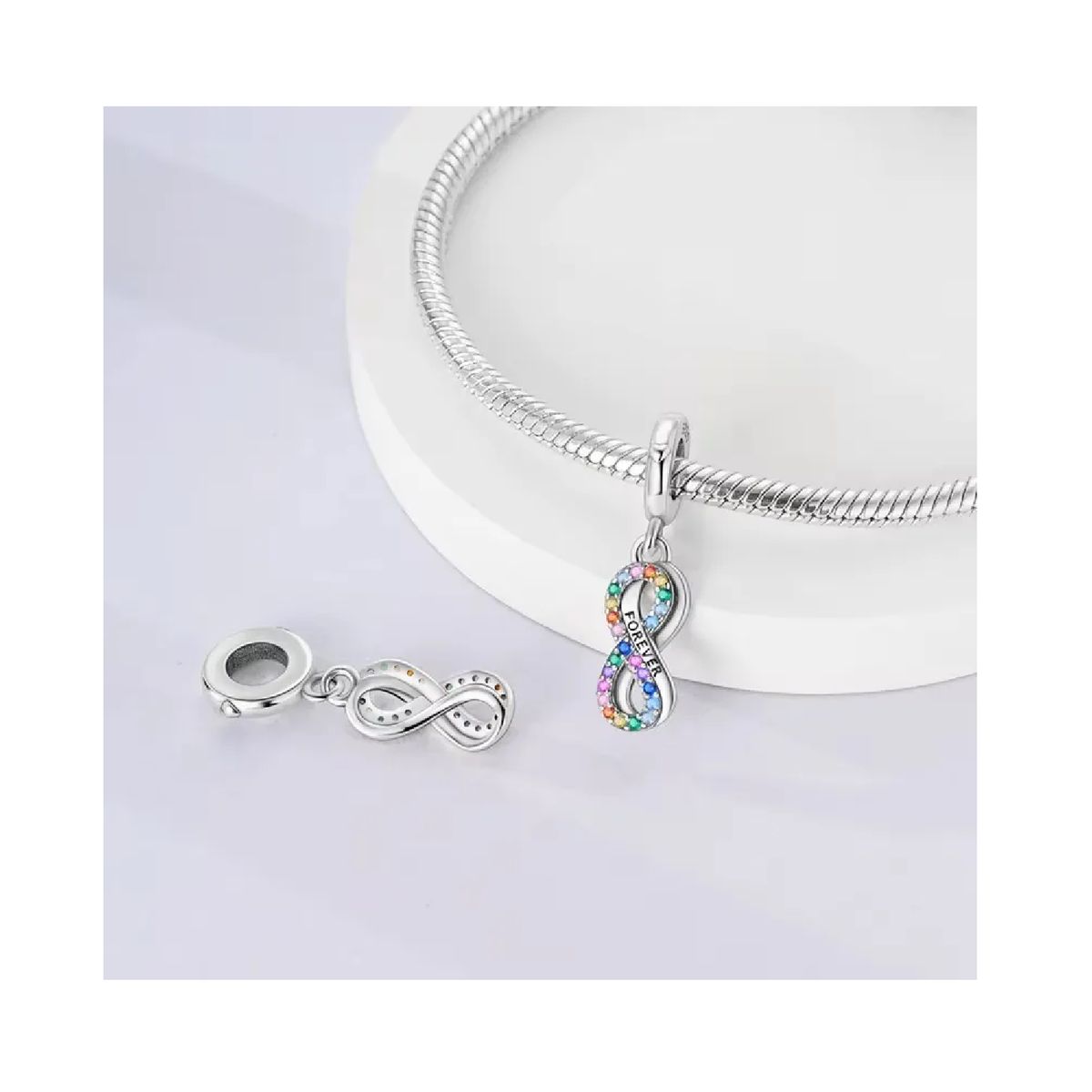 SILVER HEART - Charm Doble Infinito Colorido en Plata Fina 925 SILVER HEART