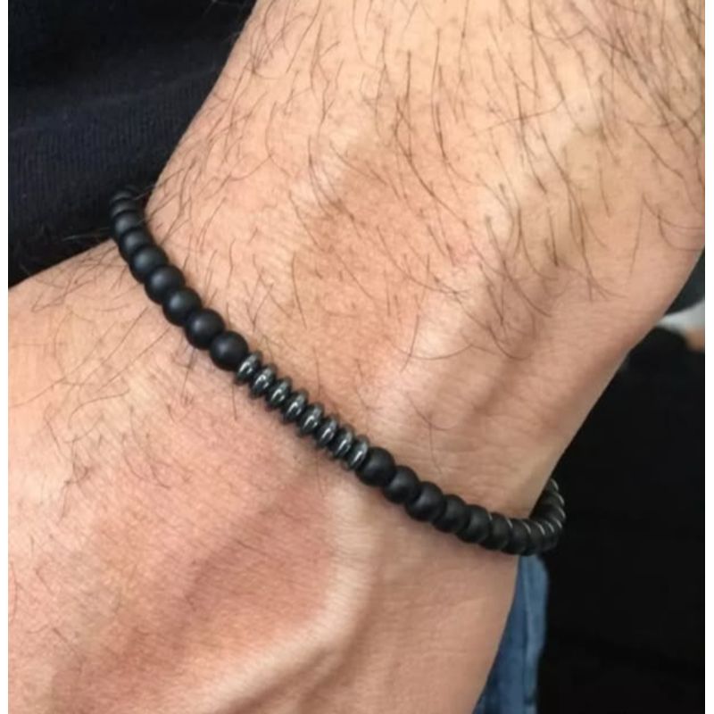CORAZÓN DE ÁMBAR - Pulsera Onix y Hematita