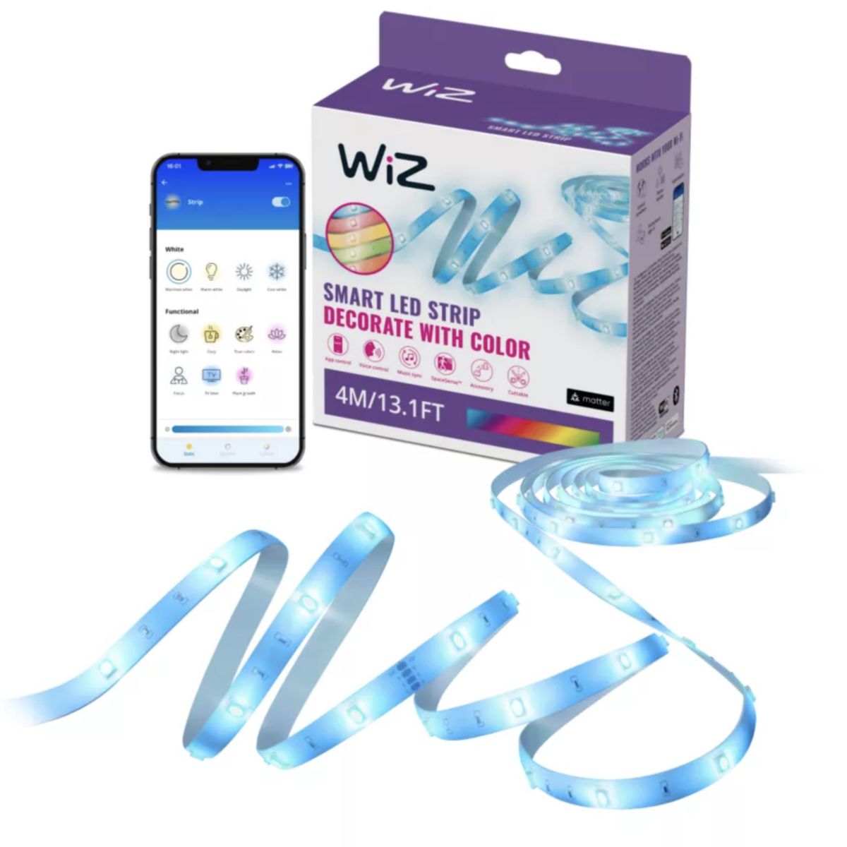 WIZ - Set Tira Lightstrip 4 Mts WiZ Multicolores Wi-Fi Alexa Google Matter