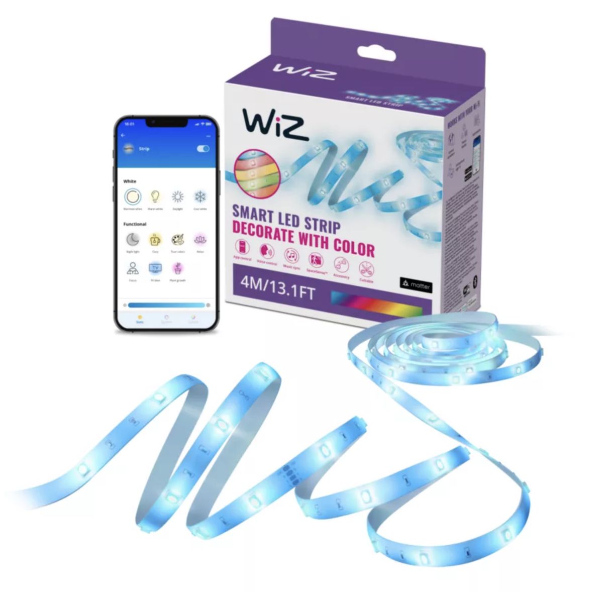 WIZ - Set Tira Lightstrip 4 Mts WiZ Multicolores Wi-Fi Alexa Google Matter