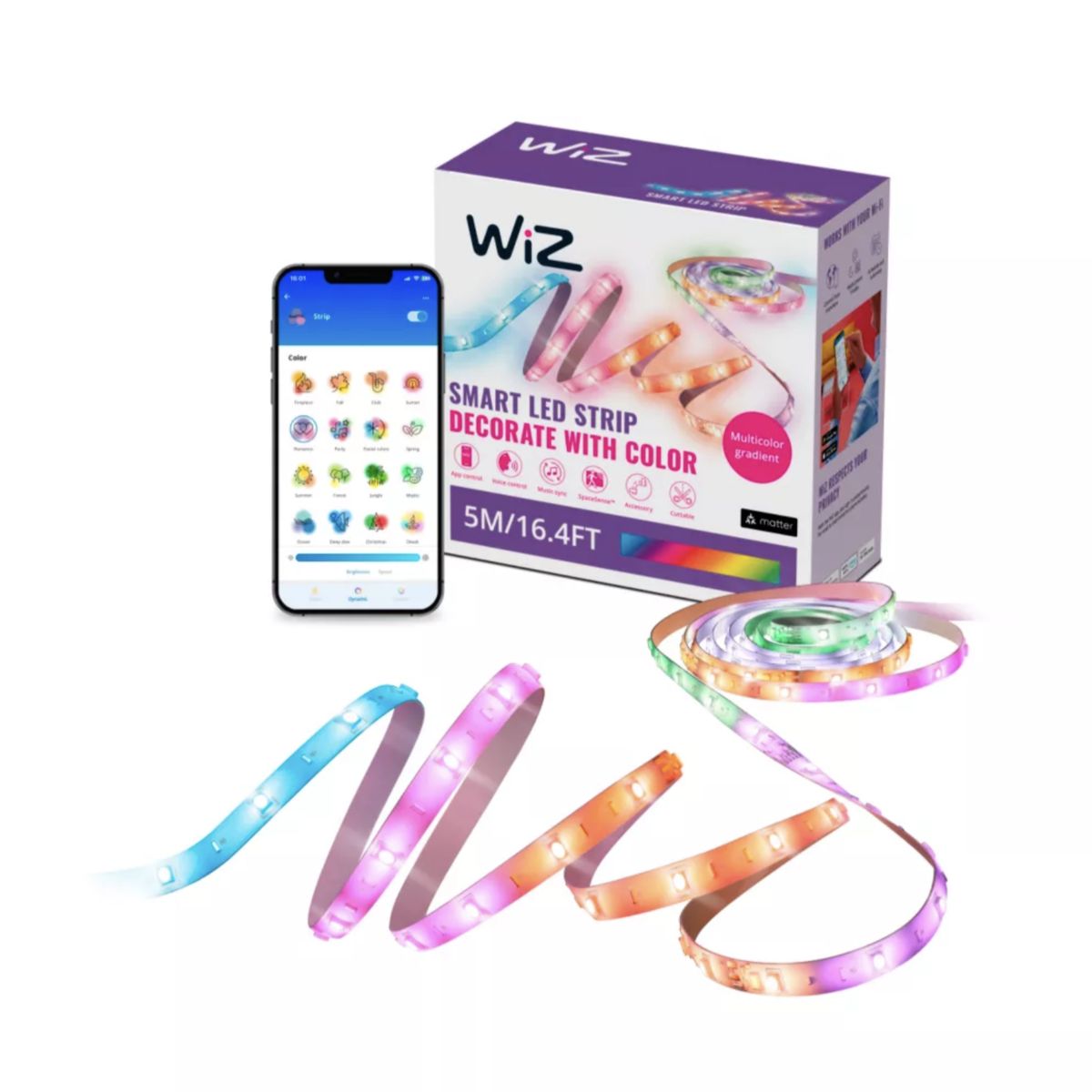 WIZ - Tira Lightstrip 5 Mts WiZ Multicolores Gradient Wi-Fi Alexa Matter
