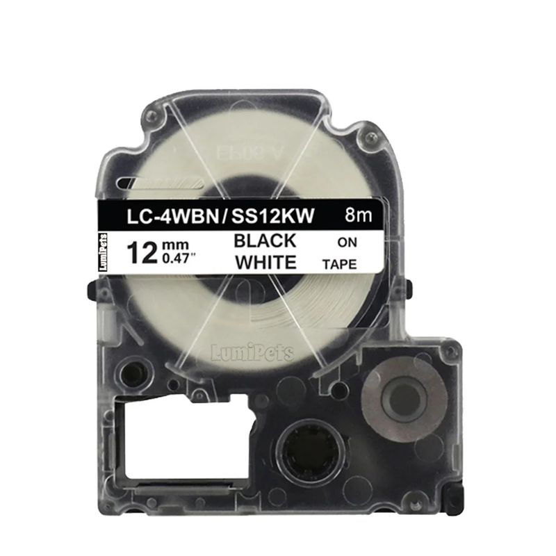 GENERICO - Cinta Tipo LK-4WBN para Rotuladora Epson 12mm x 8m Blanca