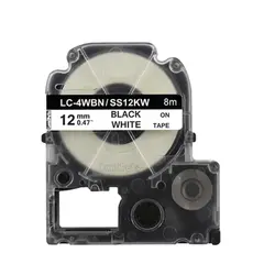 GENERICO - Cinta Tipo LK-4WBN para Rotuladora Epson 12mm x 8m Blanca