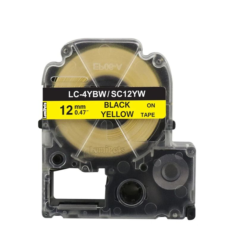 GENERICO - Cinta Tipo LK-4YBW para Rotuladora Epson 12mm x 8m Amarilla