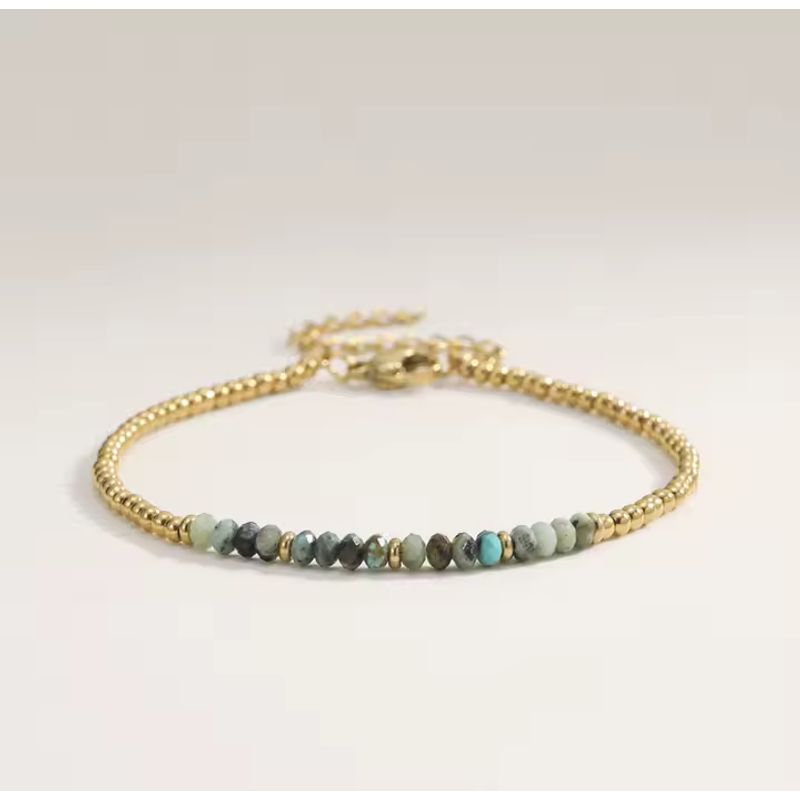 CORAZÓN DE ÁMBAR - Pulsera ágata de india y delicas bañadas en oro