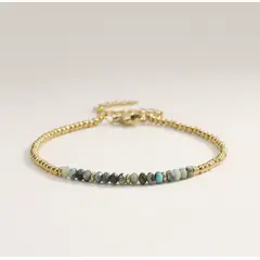 CORAZÓN DE ÁMBAR - Pulsera ágata de india y delicas bañadas en oro