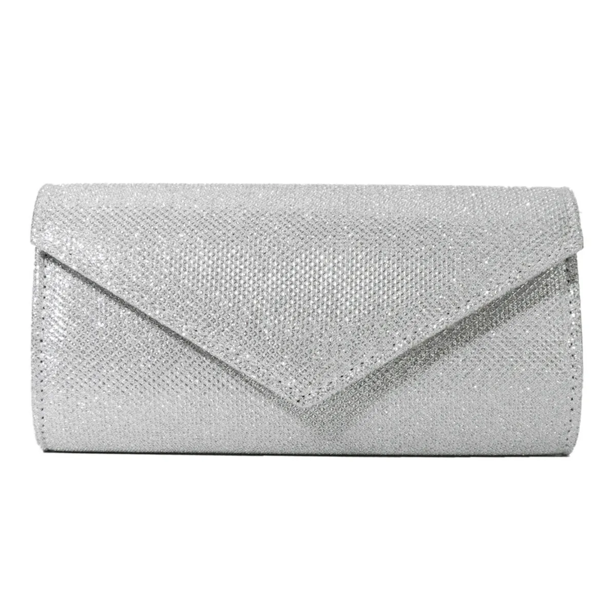BONVERANO - Mini Bolso Cuadrado De Lentejuelas Brillantes Mujer-Plata