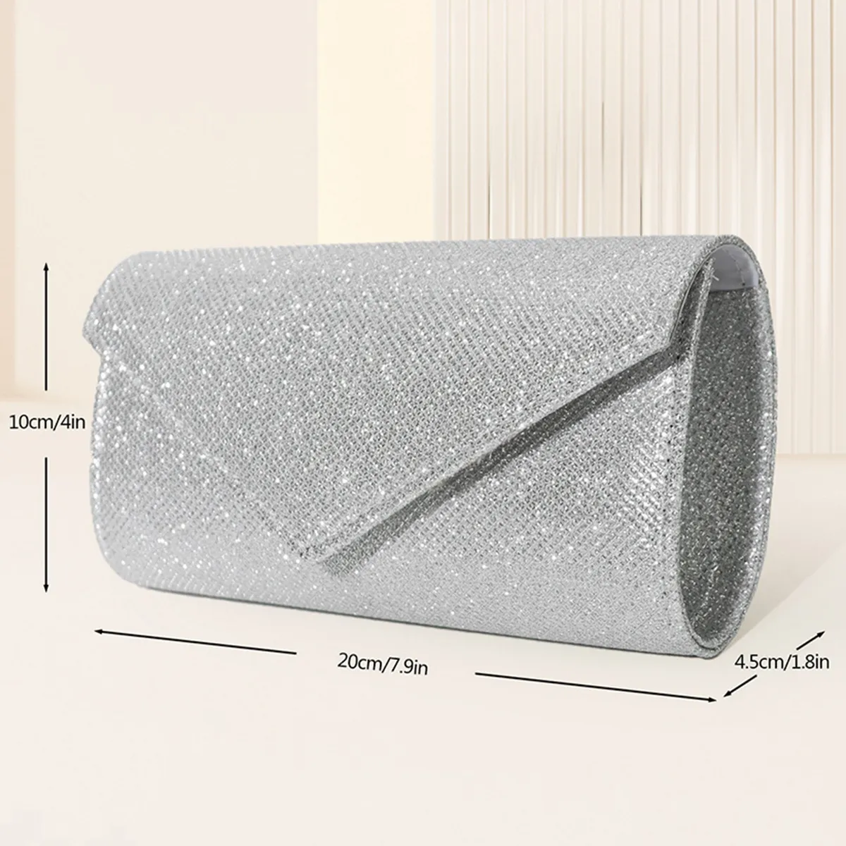 BONVERANO - Mini Bolso Cuadrado De Lentejuelas Brillantes Mujer-Plata