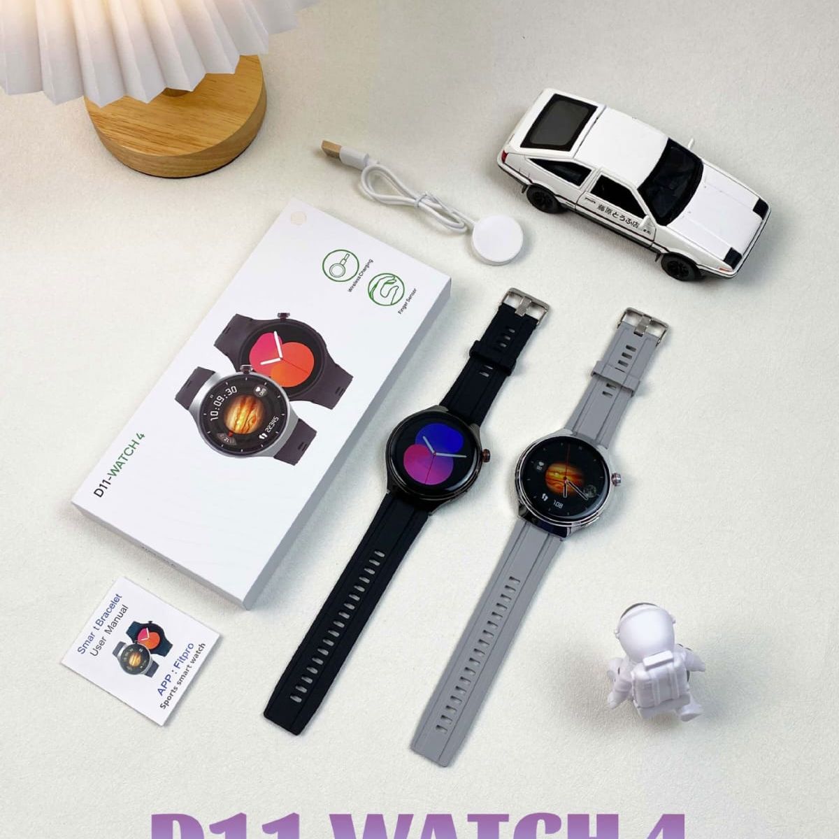 GENERICO - Reloj Inteligente Smartwatch D11 Watch 4 Carga Inalámbrica negro.