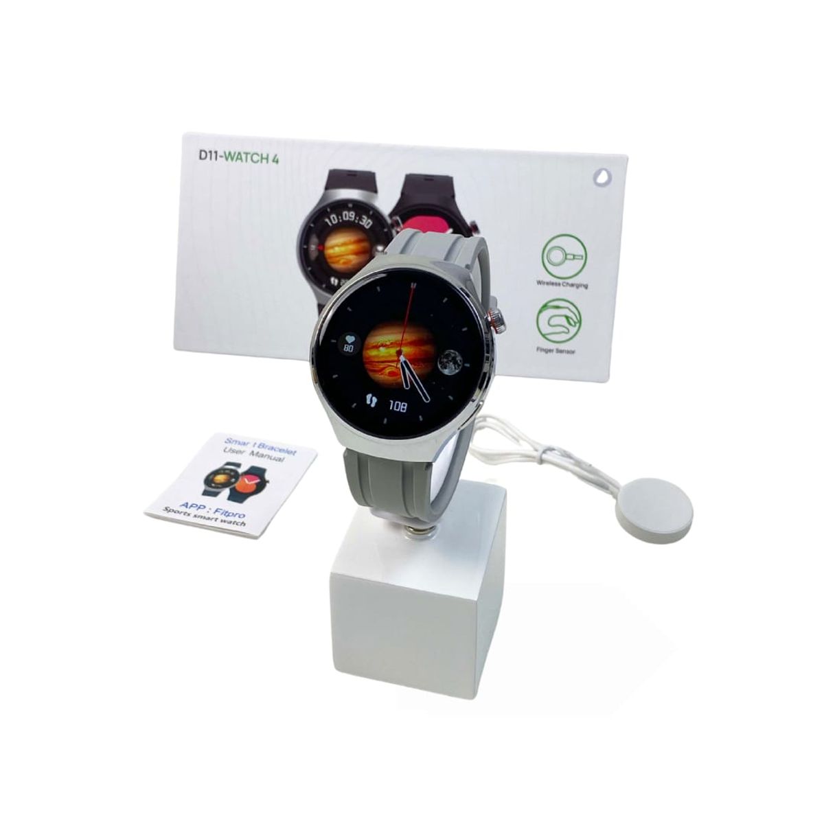 GENERICO - Reloj Inteligente Smartwatch D11 Watch 4 Carga Inalámbrica gris