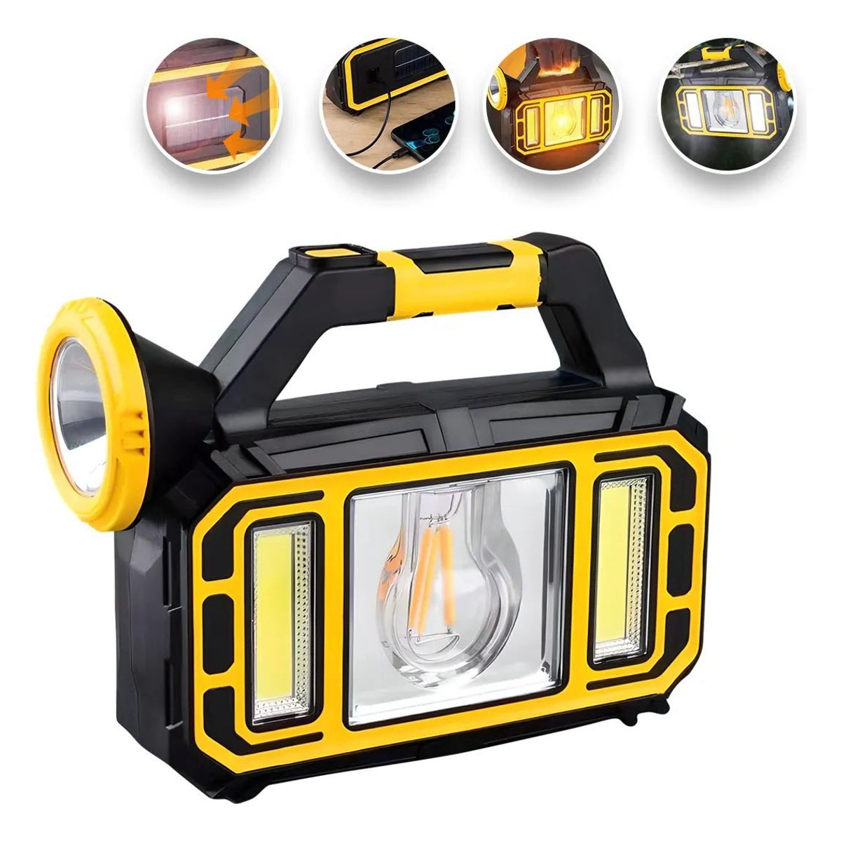 MOVI - Linterna Recargable Con Power Bank De Panel Solar Recargable