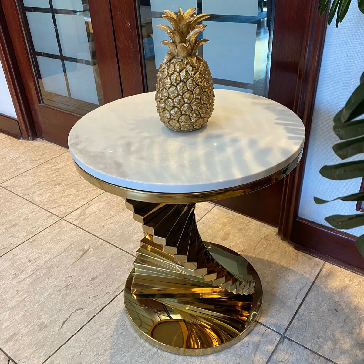 GENERICO - Mesa Lateral Hercules Dorado Blanco Estambul Design.