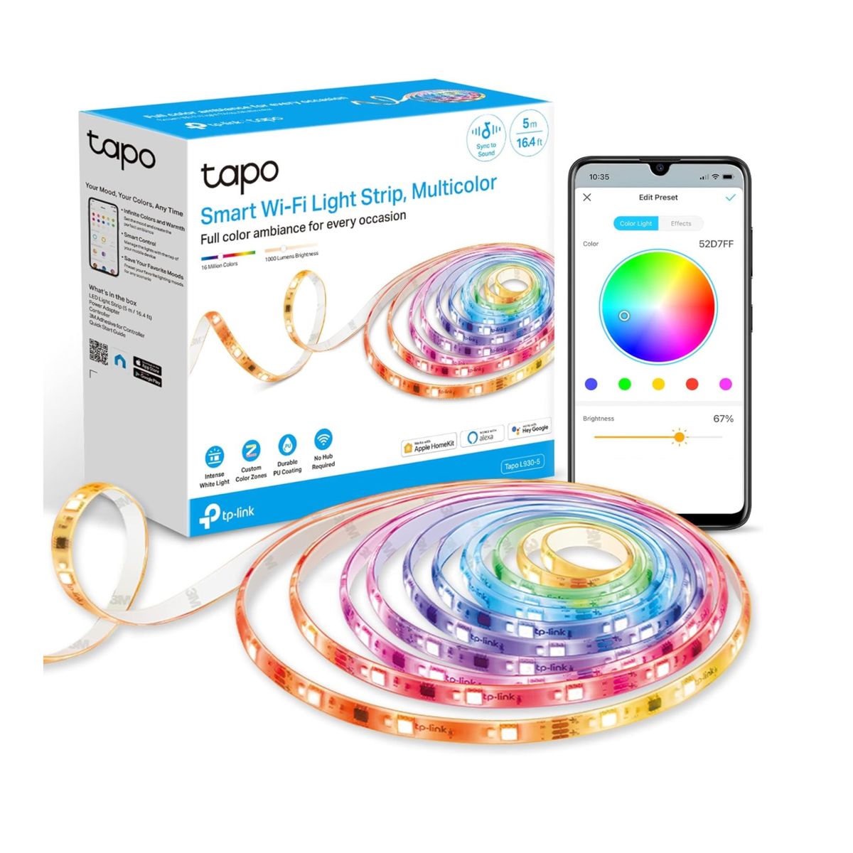 TP LINK - Tira Lightstrip Multicolores Gradient Tapo 5 metros WiFi Alexa Homekit